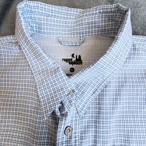 Rugged Exposure Mens XL Blue White‎ Plaid Long Sleeve Roll Tab Fishing Shirt